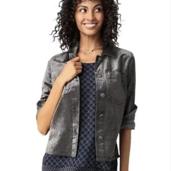 Cabi Tuesday Topper Crushed Velvet Shacket  Size M - Picture 1 of 13